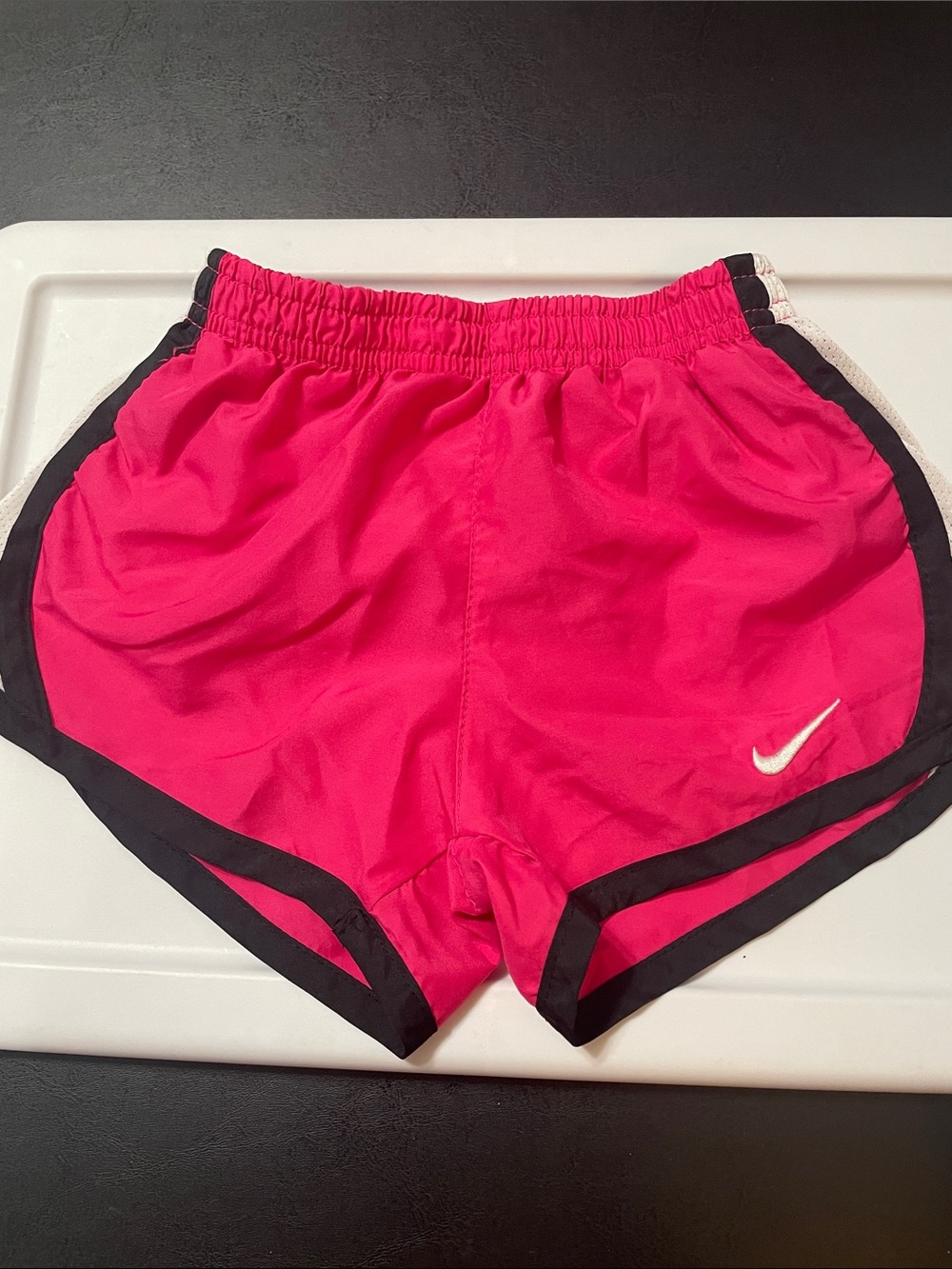 Nike Girls Sz.5  Hot Pink Athletic Shorts, Black trim white mesh sides, Used